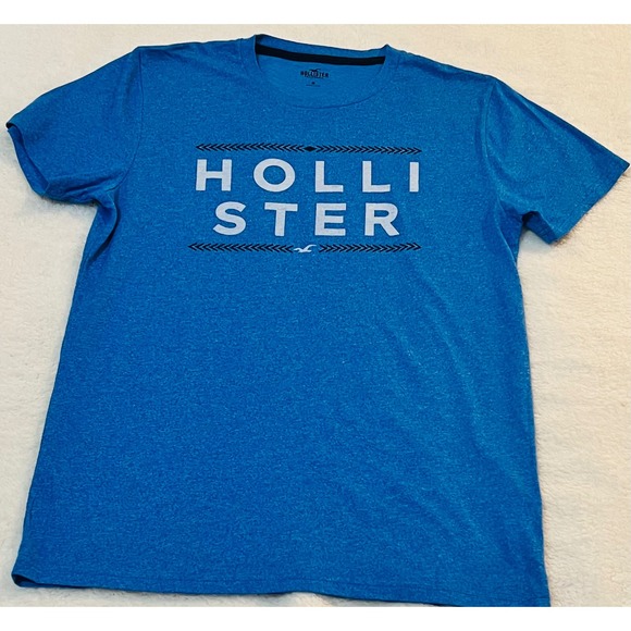 Hollister Other - Hollister Mens Graphic T-Shirt Blue Heather Logo Short Sleeve Crewneck Medium